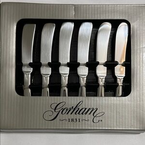 Gorham “Meredith” 18/8 Stainless Steel Hors d’ Oeuvres Knives.  Set of 6. NIB